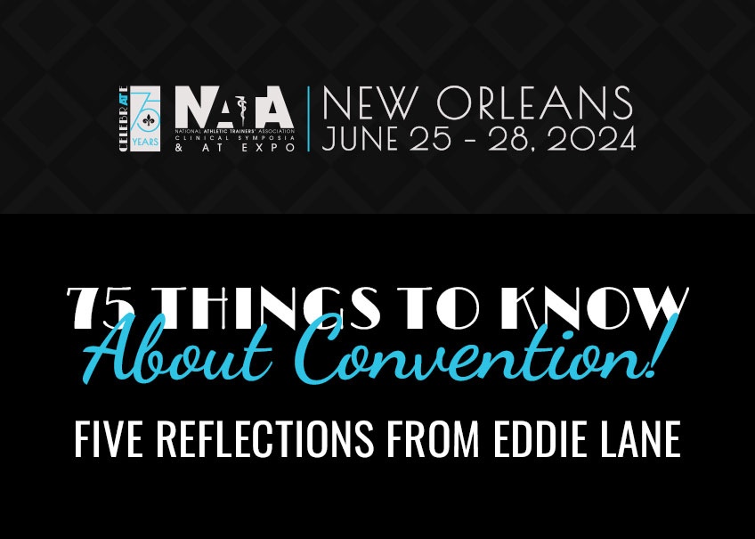 Title reads 75 Things to Know About Convention. Subhead 5 reflections from eddie lane.